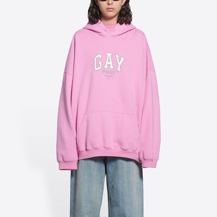 (Women) Balenciaga Pink Oversized Hoodie with Letter Print Design. 651799TLV540586 圖 4