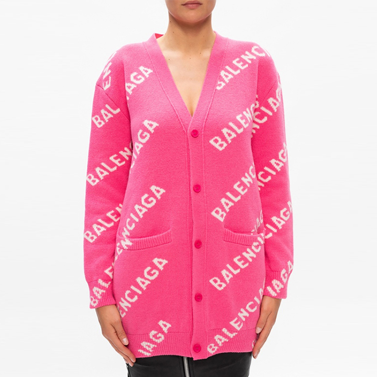Lookbook (W) 발렌시아가 핑크 울 니트 스웨터 레터 프린트. 620984T15675621