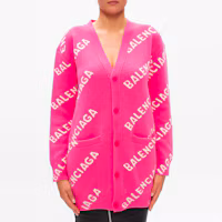 Lookbook (Women) Balenciaga Pink Wool Knit Sweater with Letter Print. 620984T15675621
