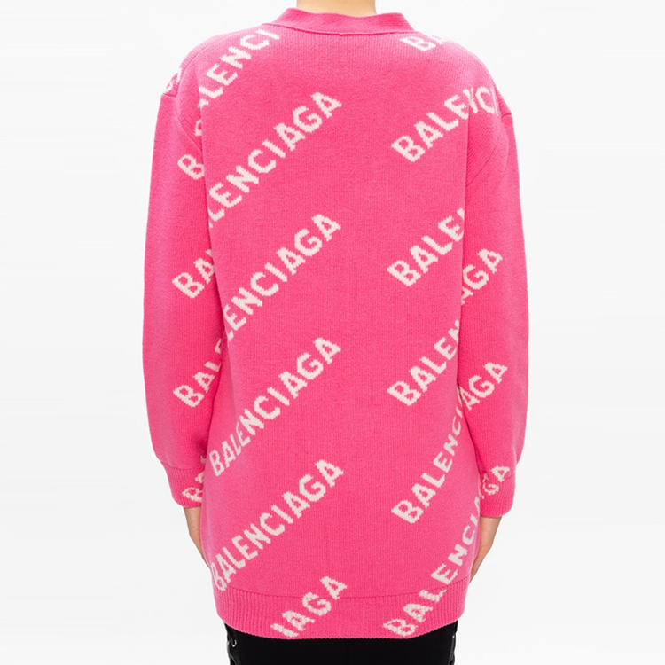 Shop (W) 발렌시아가 핑크 울 니트 스웨터 레터 프린트. 620984T15675621