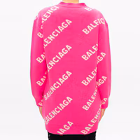 Shop (Women) Balenciaga Pink Wool Knit Sweater with Letter Print. 620984T15675621