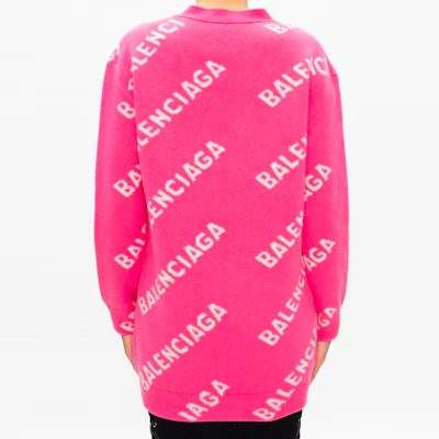 (W) 발렌시아가 핑크 울 니트 스웨터 레터 프린트. 620984T15675621 Shop (W) 발렌시아가 핑크 울 니트 스웨터 레터 프린트. 620984T15675621