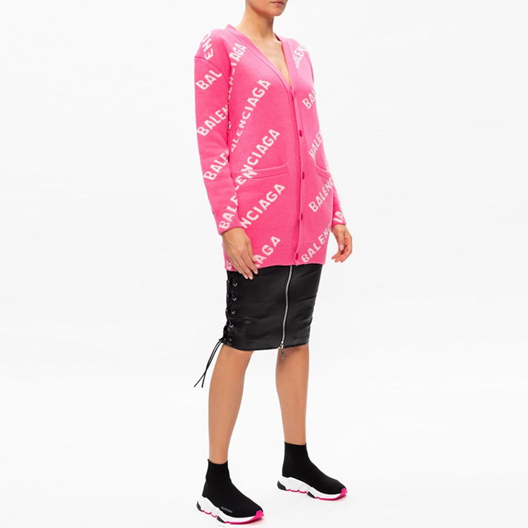 Purchase (W) 발렌시아가 핑크 울 니트 스웨터 레터 프린트. 620984T15675621