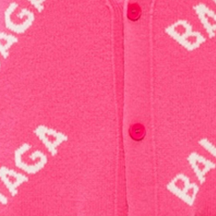 Details for (W) 발렌시아가 핑크 울 니트 스웨터 레터 프린트. 620984T15675621