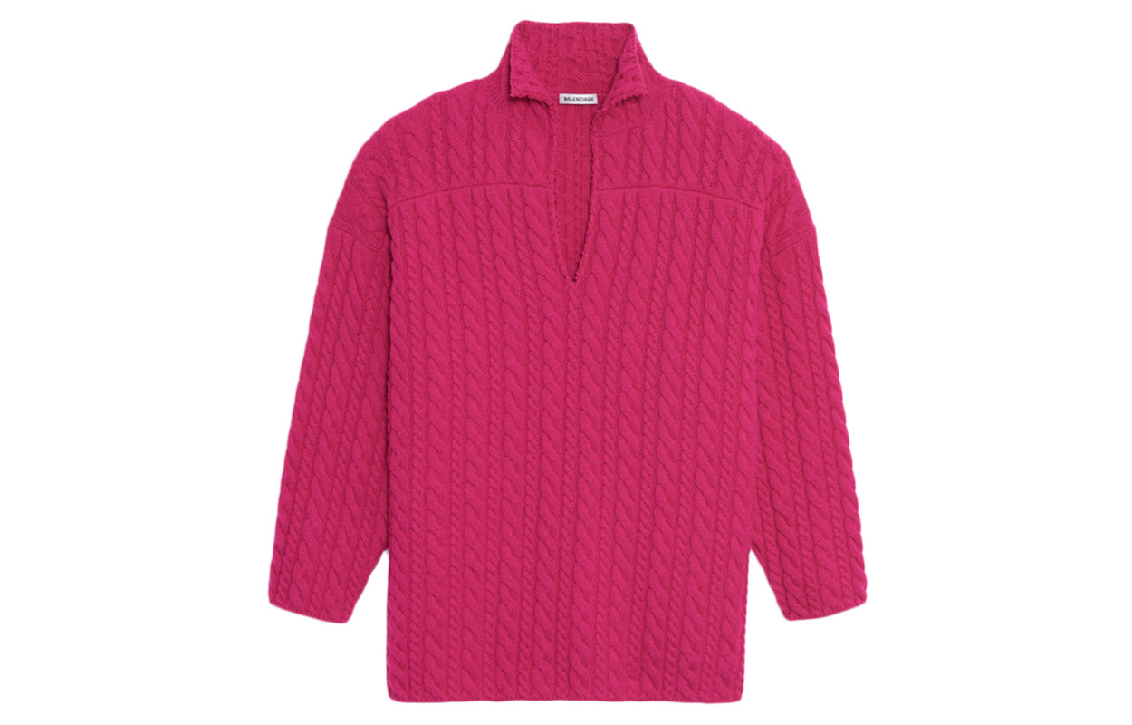 (Women) Balenciaga Pink Wool Turtleneck Sweater Loose Fit Pullover. 583100T15345630