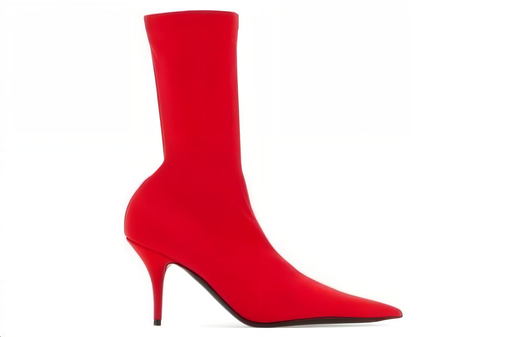 Order (W) Balenciaga Sepatu Boots Ankle Kulit Merah Tanpa Tali 548265W2ES06090