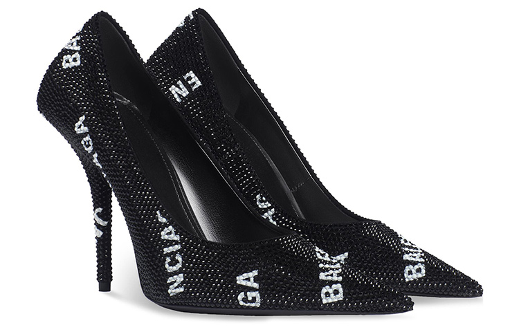 Order (W) Balenciaga Tacchi a Spillo Punta Cristallo Neri e Bianchi 719769WBC521090