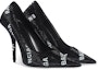 Order (W) Balenciaga Kasut Tumit Tajam Kristal 'Stiletto Hitam Putih' 719769WBC521090