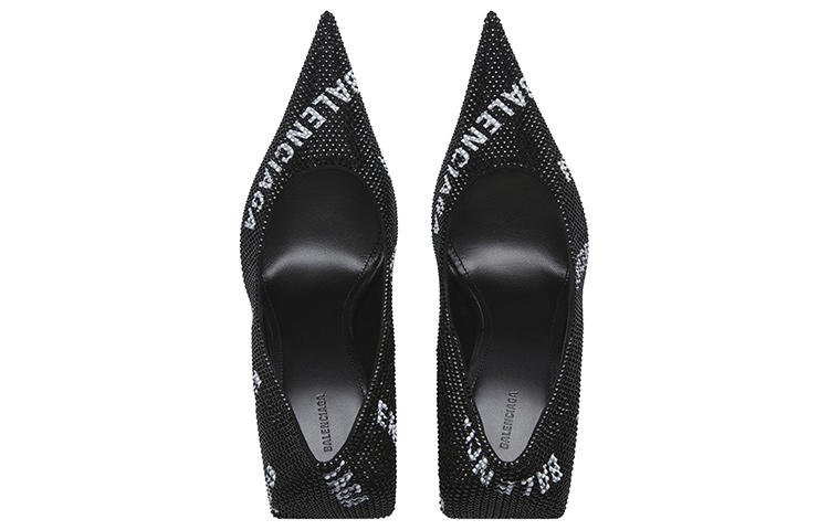 Shop (W) Balenciaga Tacchi a Spillo Punta Cristallo Neri e Bianchi 719769WBC521090