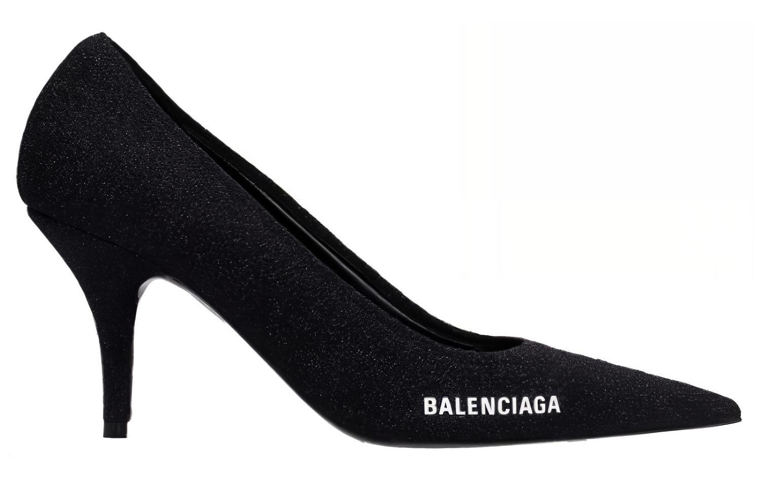 Order (W) Balenciaga Kasut Tumit Tinggi Runcing Tanpa Tali 'Hitam' 628602W2AF11090