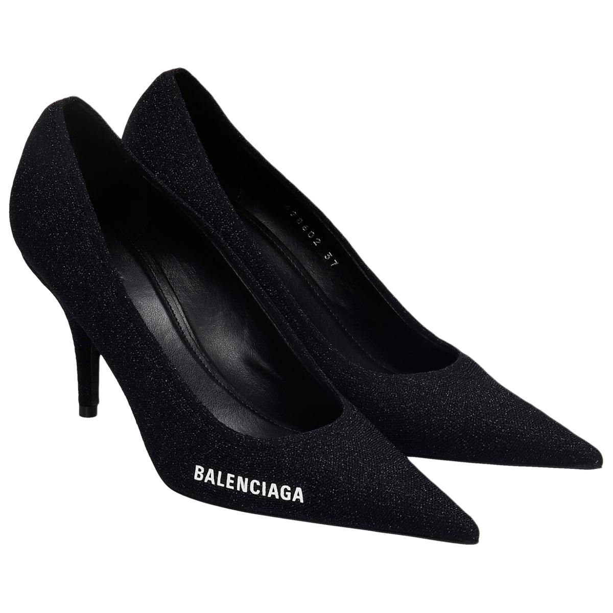 Lookbook (W) Balenciaga Kasut Tumit Tinggi Runcing Tanpa Tali 'Hitam' 628602W2AF11090