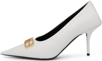 (Women) Balenciaga Pointed Toe Slip-On Stiletto Heels 'White' 734238WBE719000 (Women) Balenciaga Pointed Toe Slip-On Stiletto Heels 'White' 734238WBE719000