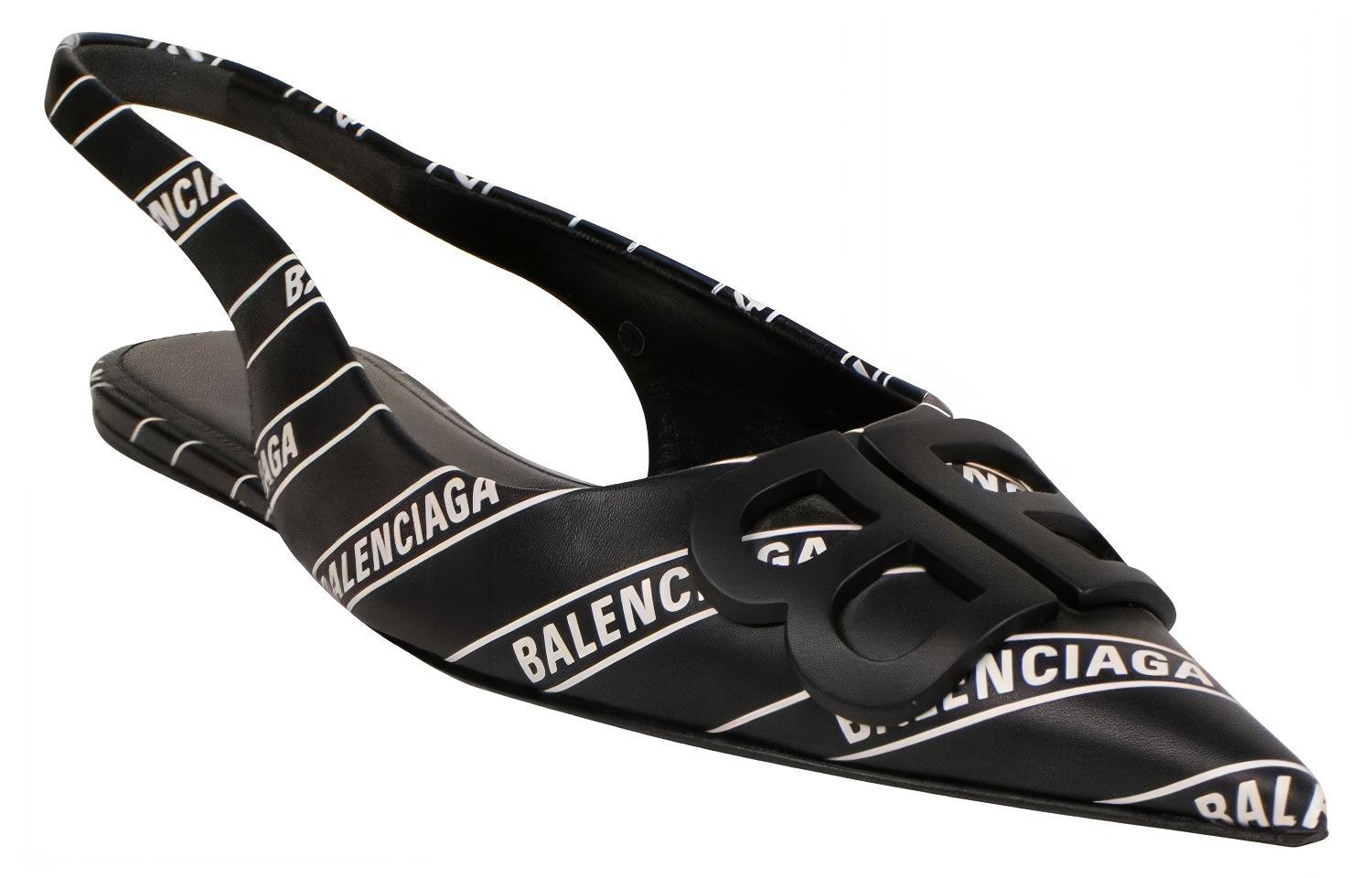 Order (W) Sandalias de Moda Balenciaga Punta Estrecha Rayadas 'Negras' 566677WA8H11006