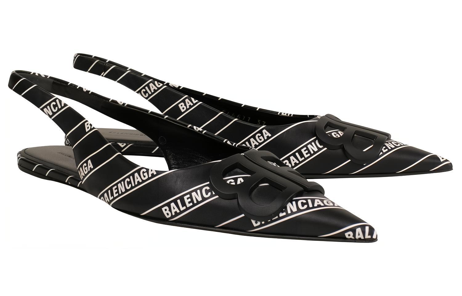 Lookbook (W) Sandalias de Moda Balenciaga Punta Estrecha Rayadas 'Negras' 566677WA8H11006