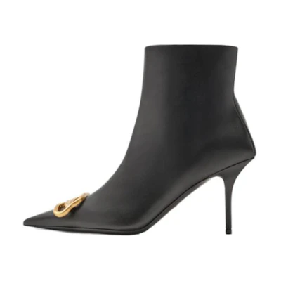 (W) Balenciaga Pointed Toe Zip Ankle Boots 'Black 8cm Heel'