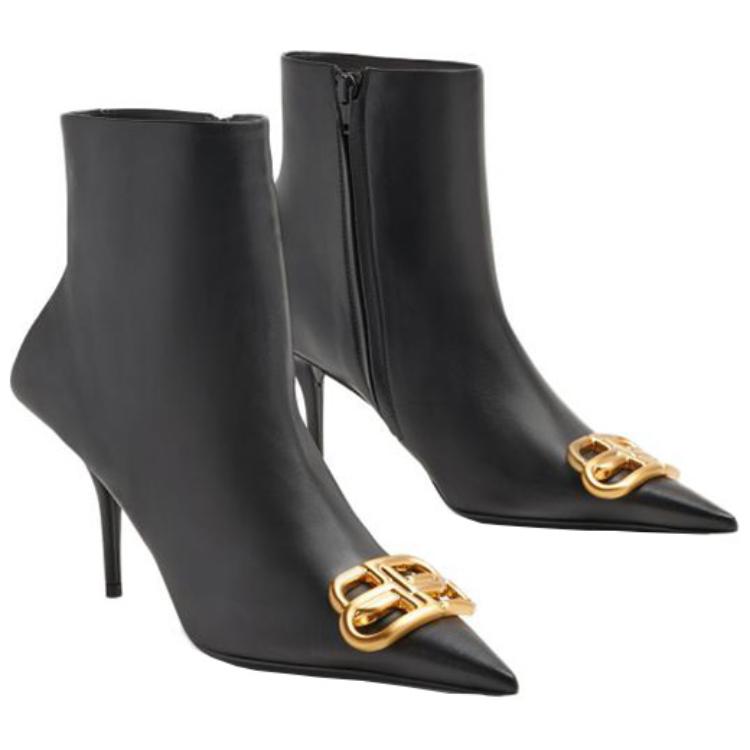 Shop (W) Balenciaga Spitz-Zehen Stiefeletten mit Reißverschluss ''Schwarz 8cm Absatz'' 764445WAWNC1088