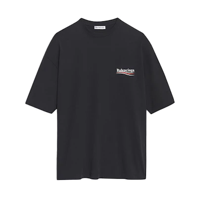 (Women) Balenciaga Political Campaign Black Oversized Cotton T-Shirt 570791TAV441000
