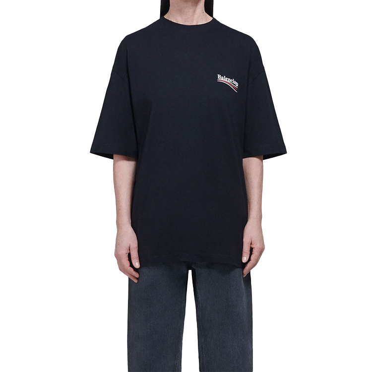 (Women) Balenciaga Political Campaign Black Oversized Cotton T-Shirt 570791TAV441000 圖 4