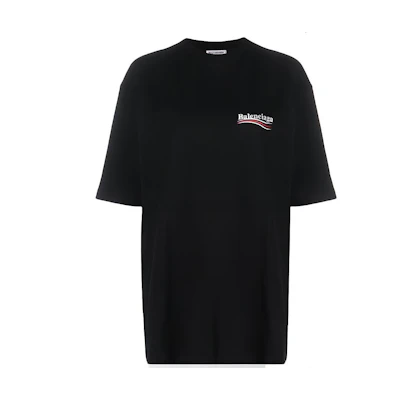 (Women) Balenciaga Political Campaign Coke Print Oversized Tee Women Black 620941TIV521070