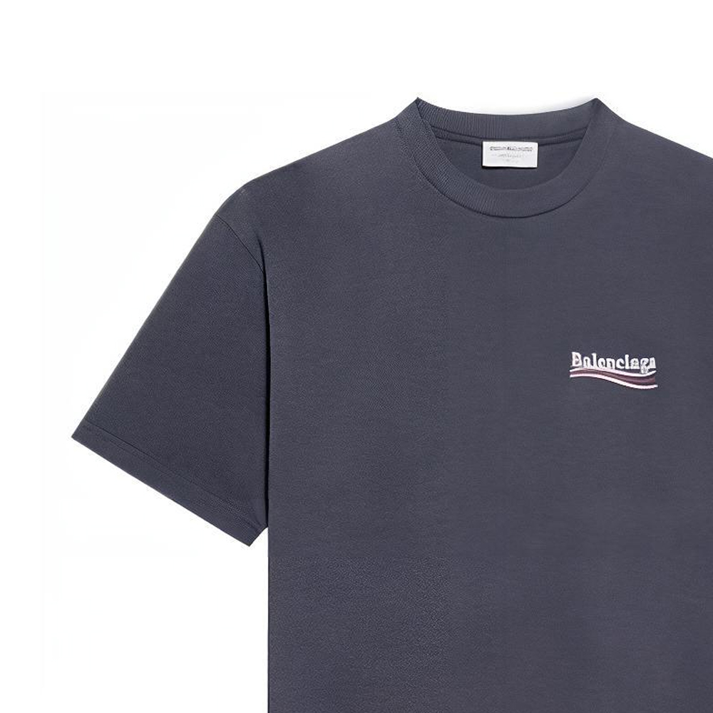 (Women) Balenciaga Political Campaign Logo Print Blue Crewneck T-Shirt Casual Tee 641655TKVJ11366 圖 6