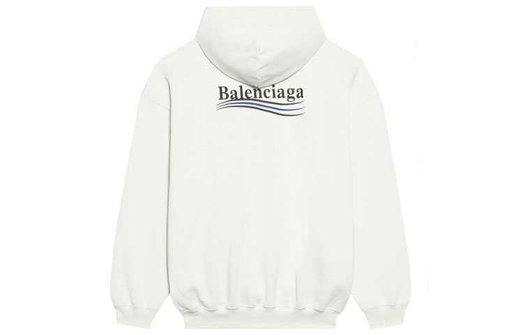 (Women) Balenciaga Political Campaign Print Hoodie White Medium Fit. 578135TKVI99084
