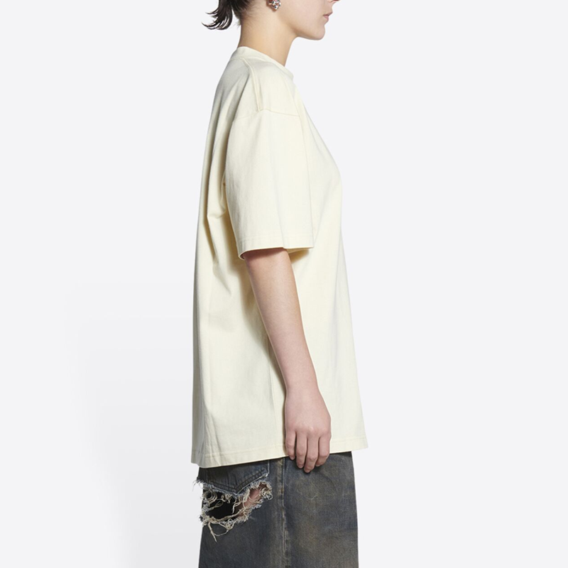 (Women) Balenciaga Political Campaign SS22 Logo Print Beige Oversized T-Shirt Women 641655TKVJ18962 圖 7