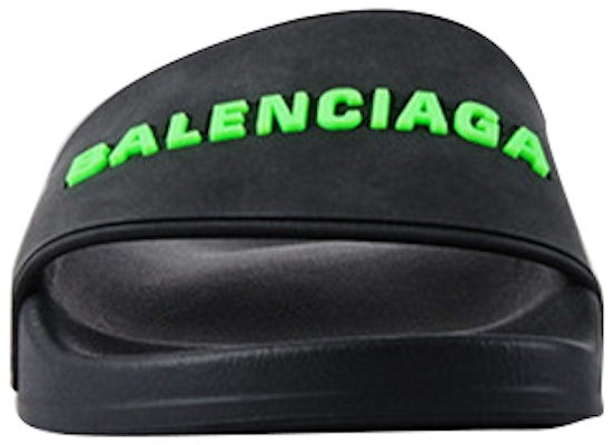(Women) Balenciaga Pool Slides 'Black Fluo Green' 565547-W1S81-1030 Shop (Women) Balenciaga Pool Slides 'Black Fluo Green' 565547-W1S81-1030