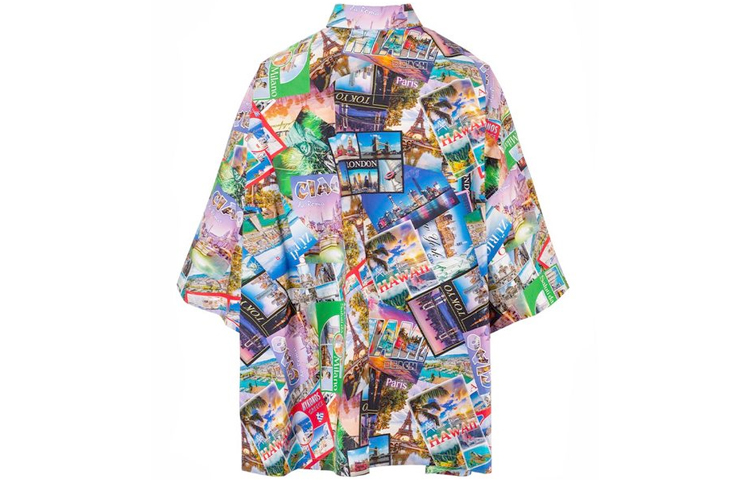 (Women) Balenciaga Postcard Print Oversized Short Sleeve Shirt Women Floral Pattern. 595038TJLK98470 圖 3