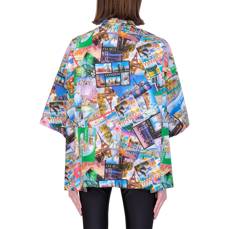 (Women) Balenciaga Postcard Print Oversized Short Sleeve Shirt Women Floral Pattern. 595038TJLK98470 圖 5