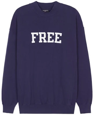 (W) バレンシアガ プルオーバー スウェットシャツ ネイビーブルー ロゴプリント 652981TKVD43967 Order (W) バレンシアガ プルオーバー スウェットシャツ ネイビーブルー ロゴプリント 652981TKVD43967