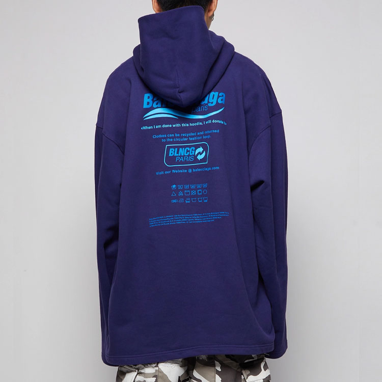 Purchase (W) 巴黎世家紫色连帽衫字母徽标印花. 661711TKVF93866