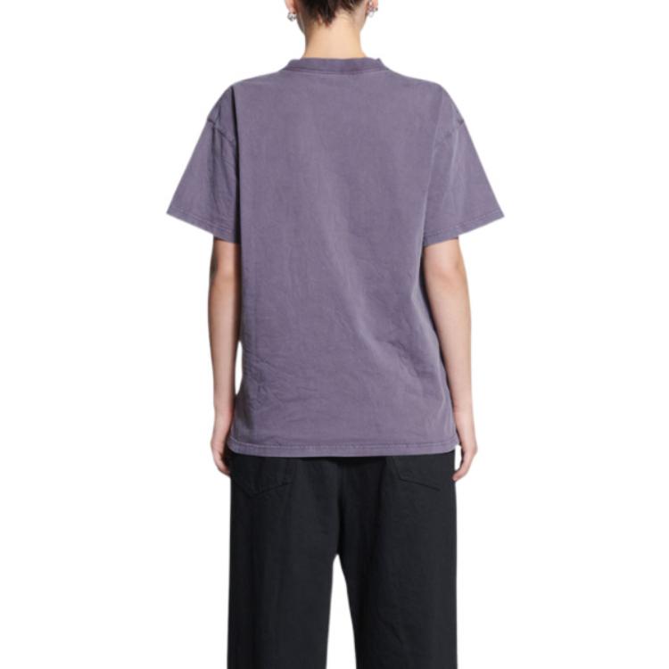 (Women) Balenciaga Purple Vintage Washed Cracked Print Logo T-Shirt  Oversized Fit. 612965tmv986164 圖 5