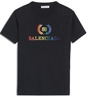 (W) Balenciaga Rainbow Gradient Logo Crewneck T-Shirt Regular Fit Hitam. 570814TEV531000 Order (W) Balenciaga Rainbow Gradient Logo Crewneck T-Shirt Regular Fit Hitam. 570814TEV531000