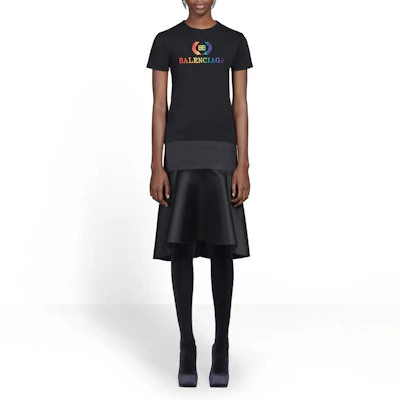 (Women) Balenciaga Rainbow Gradient Logo Crewneck T-Shirt Regular Fit Black (). 570814TEV531000 Shop (Women) Balenciaga Rainbow Gradient Logo Crewneck T-Shirt Regular Fit Black (). 570814TEV531000