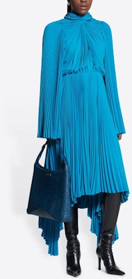 (W) 발렌시아가 레드 카펫 SS22 블루 주름 롱슬리브 미디 드레스. 698665TGO084477 Shop (W) 발렌시아가 레드 카펫 SS22 블루 주름 롱슬리브 미디 드레스. 698665TGO084477