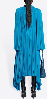 (W) 발렌시아가 레드 카펫 SS22 블루 주름 롱슬리브 미디 드레스. 698665TGO084477 Purchase (W) 발렌시아가 레드 카펫 SS22 블루 주름 롱슬리브 미디 드레스. 698665TGO084477