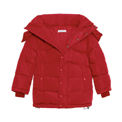 (Women) Balenciaga Red Hooded Cotton Jacket Loose Fit 555346TYD336400