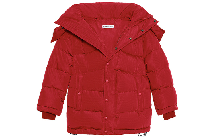 Order (Women) Balenciaga Red Hooded Cotton Jacket Loose Fit 555346TYD336400