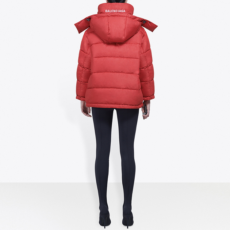 Purchase (Women) Balenciaga Red Hooded Cotton Jacket Loose Fit 555346TYD336400