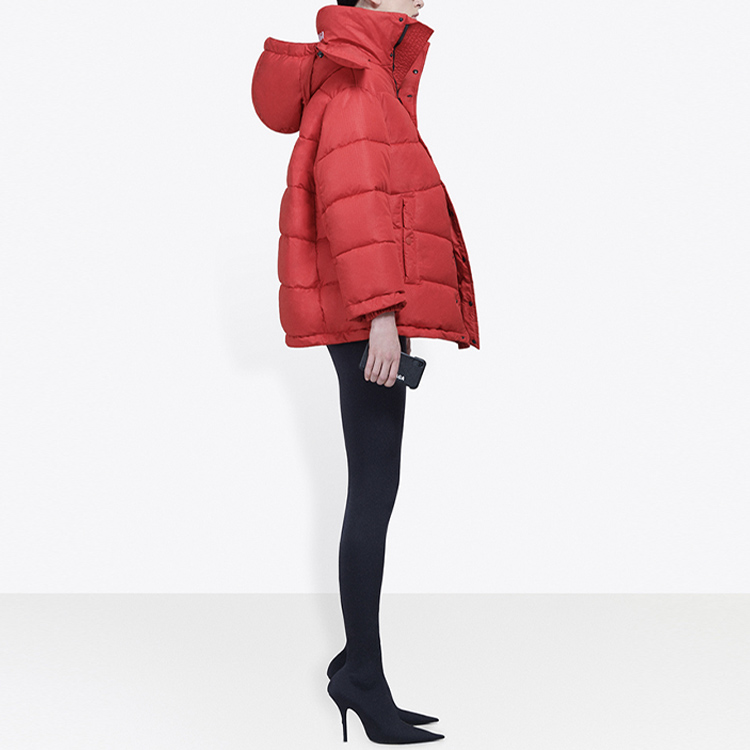 Details for (Women) Balenciaga Red Hooded Cotton Jacket Loose Fit 555346TYD336400