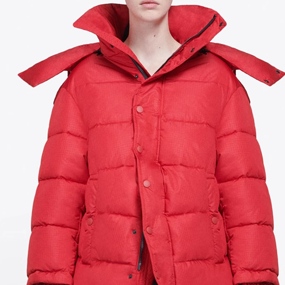 Sizing (Women) Balenciaga Red Hooded Cotton Jacket Loose Fit 555346TYD336400