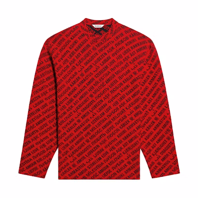 (Women) Balenciaga Red Jacquard Knit Turtleneck Sweater SS21 648321T15966167