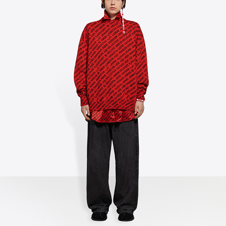 (Women) Balenciaga Red Jacquard Knit Turtleneck Sweater SS21 648321T15966167 圖 4
