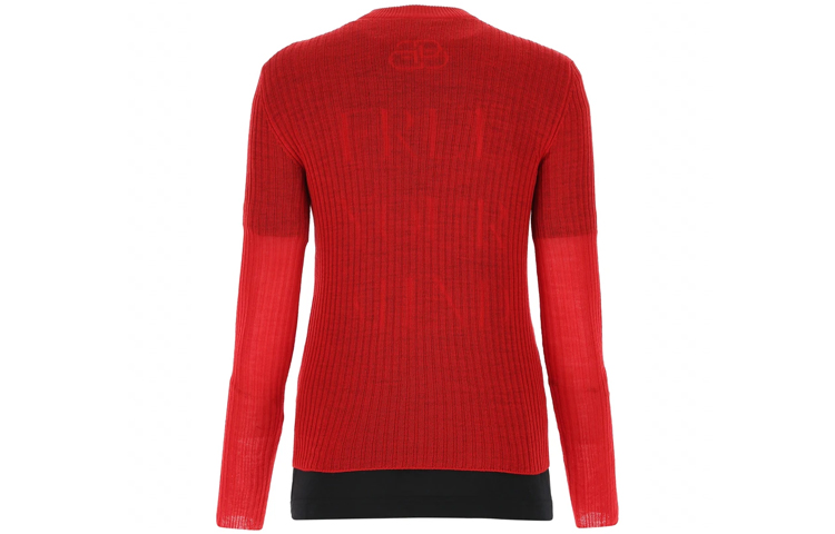 Lookbook (W) 발렌시아가 레드 로고 골지 롱슬리브 울 니트 스웨터 641359T15791076