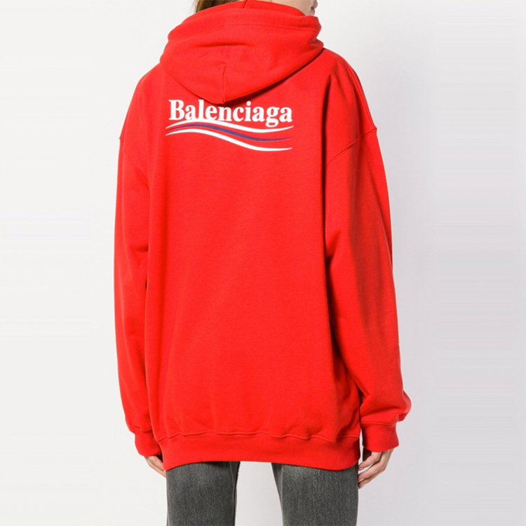 (Women) Balenciaga Red Logo Wave Print Oversized Hoodie 528350TBV146403 圖 4