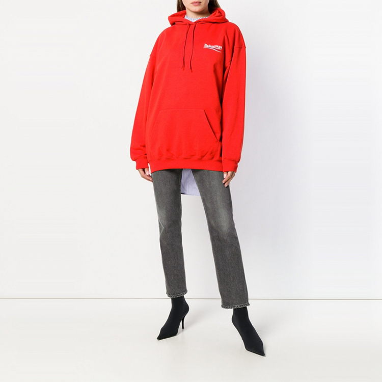 (Women) Balenciaga Red Logo Wave Print Oversized Hoodie 528350TBV146403 圖 5