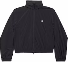 (Women) Balenciaga Reflective Logo High-Neck Detachable Hood Zip Jacket Women Black 794787TQO351000 (Women) Balenciaga Reflective Logo High-Neck Detachable Hood Zip Jacket Women Black 794787TQO351000