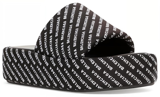 (W) 巴黎世家全印黑白厚底拖鞋 656988-W2EK0-1090 Lookbook (W) 巴黎世家全印黑白厚底拖鞋 656988-W2EK0-1090