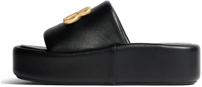 巴黎世家皮革圓頭厚底套腳一字拖鞋 女款 黑色 Buy 巴黎世家皮革圓頭厚底套腳一字拖鞋 女款 黑色