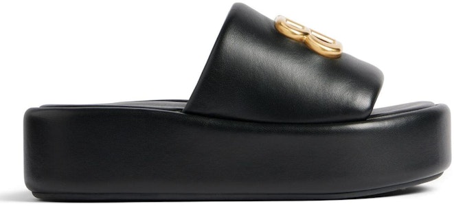 巴黎世家皮革圓頭厚底套腳一字拖鞋 女款 黑色 Order 巴黎世家皮革圓頭厚底套腳一字拖鞋 女款 黑色